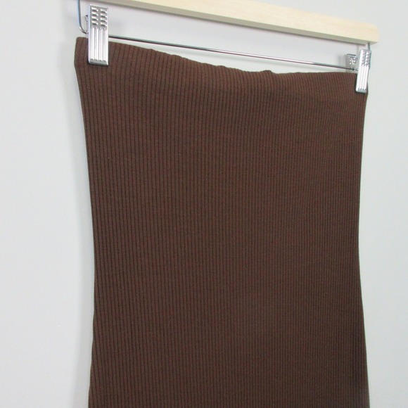 Reformation Bodycon Midi Tube Dress S Brown Ribbed Knit Minimalist Casual 314 - Picture 10 of 12